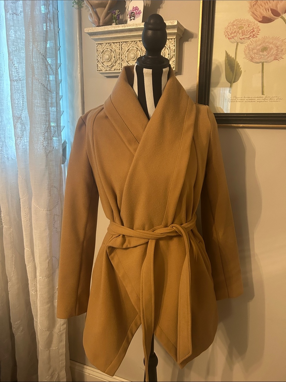 Oasis Camel Wrap Front Robe Coat with Belt - Camel
